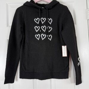 Cupcakes and Cashmere Black Heart Hoodie Sweater XS NEW